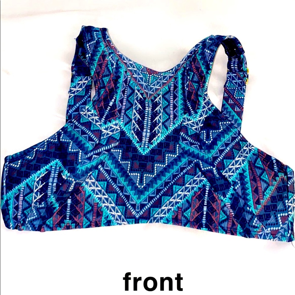 BLUE, BOHEMIAN STYLE BIKINI TOP - FULL COVERAGE !